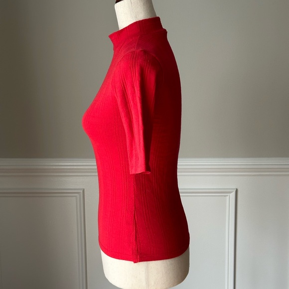 Zara Trafaluc Red Mock Neck Ribbed Top size Small - Picture 4 of 9